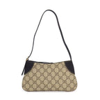 Gucci Shoulder Bag GG Emblem Small Supreme Canvas Black Leather Gold