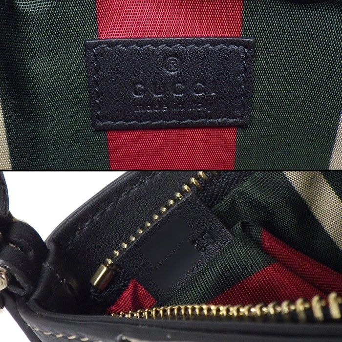 Gucci Shoulder Bag GG Emblem Small Supreme Canvas Black Leather Gold — view 6