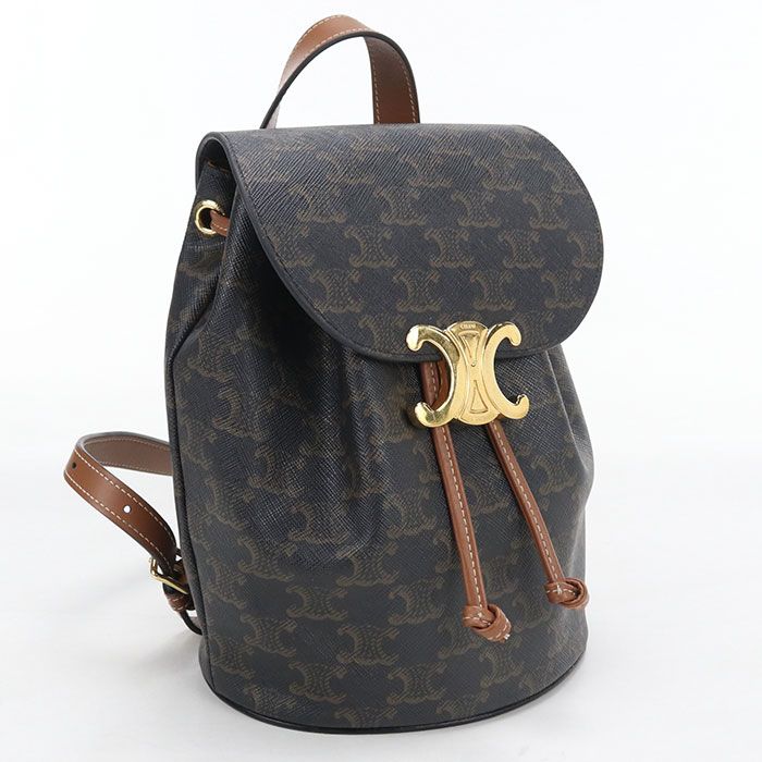 Celine Bonnie Triomphe Canvas Backpack Leather