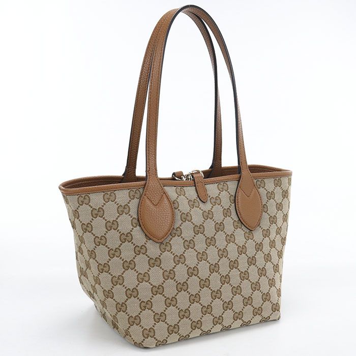 Gucci Reversible Tote Bag Leather GG Canvas — view 5