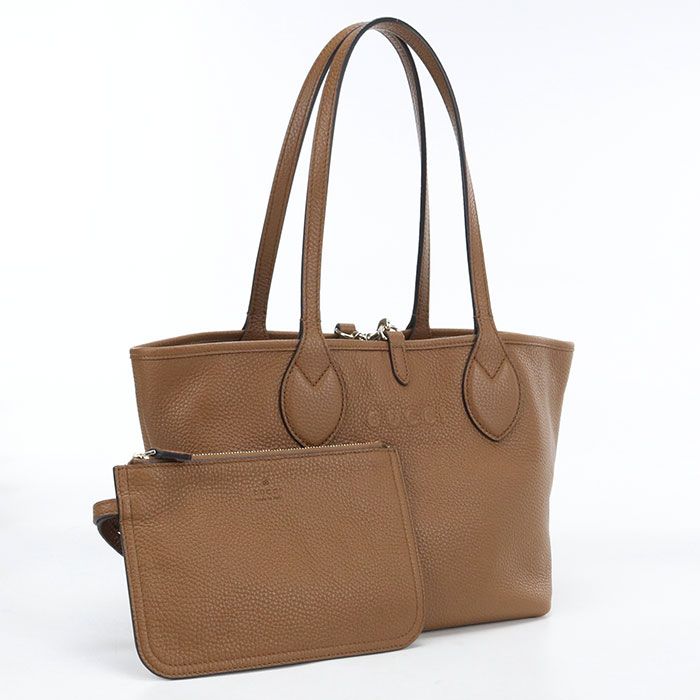 Gucci Reversible Tote Bag Leather GG Canvas