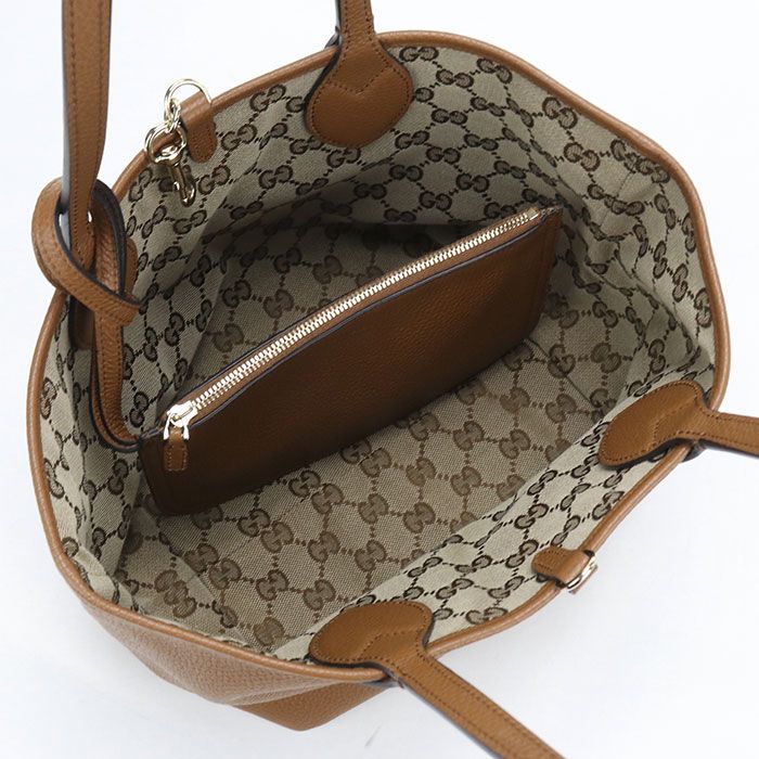 Gucci Reversible Tote Bag Leather GG Canvas — view 3