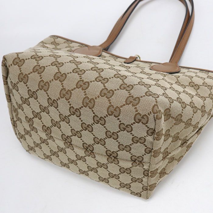 Gucci Reversible Tote Bag Leather GG Canvas — view 6