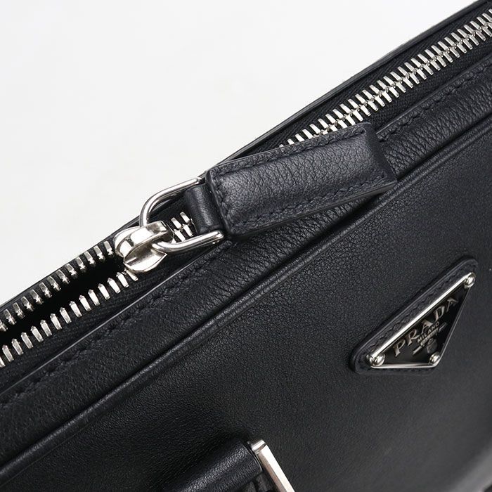 Prada Briefcase Leather Business Bags Black — view 6