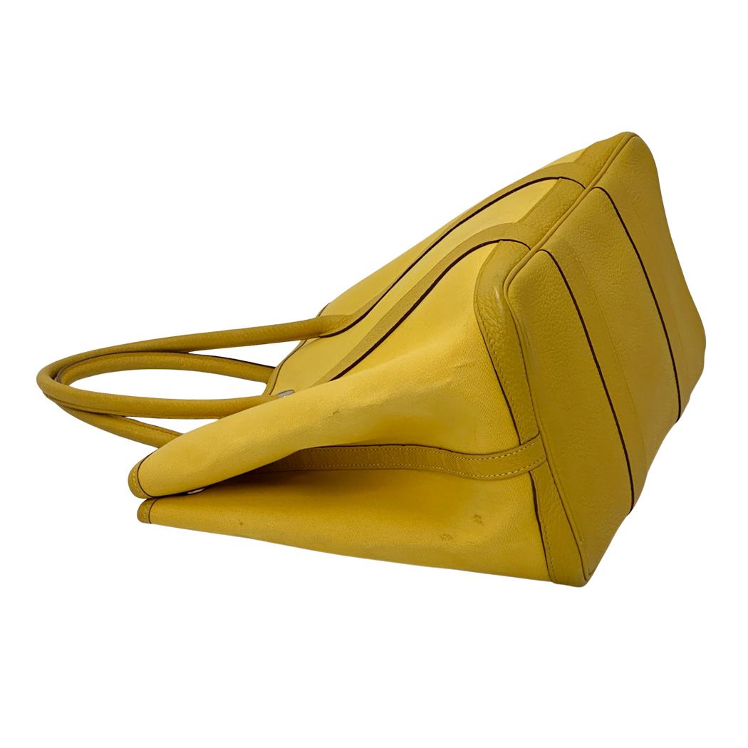Hermes Garden Party PM Tote Bag Toile Officier Yellow Silver Simple — view 3