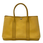 Hermes Garden Party PM Tote Bag Toile Officier Yellow Silver Simple