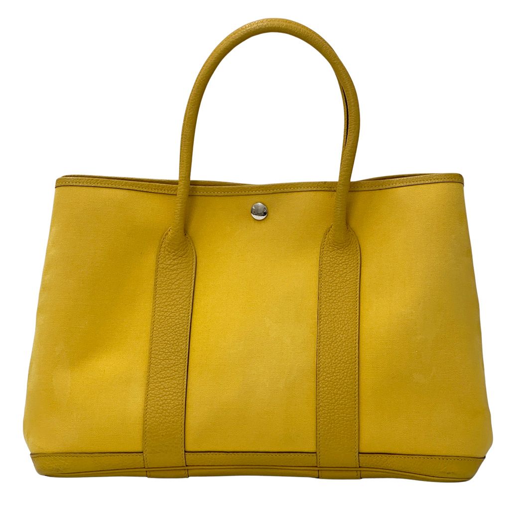 Hermes Garden Party PM Tote Bag Toile Officier Yellow Silver Simple — view 2