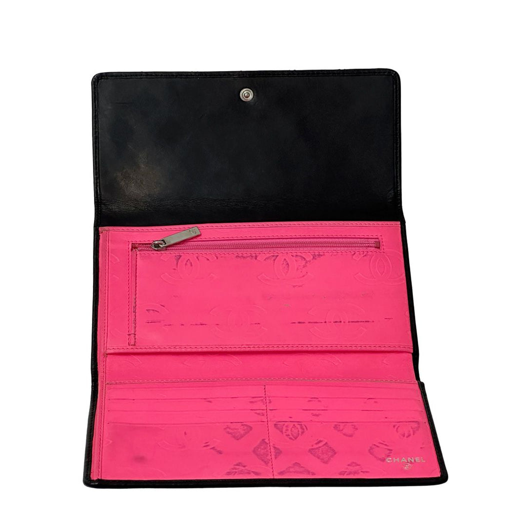 Chanel Wallet Black Pink Silver CC Logo — view 5