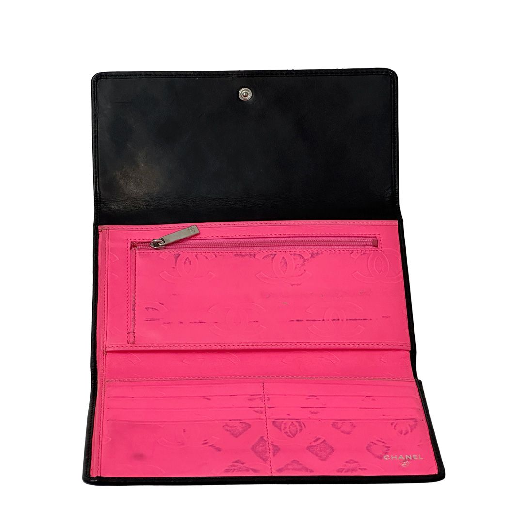 Chanel Wallet Black Pink Silver CC Logo — view 5