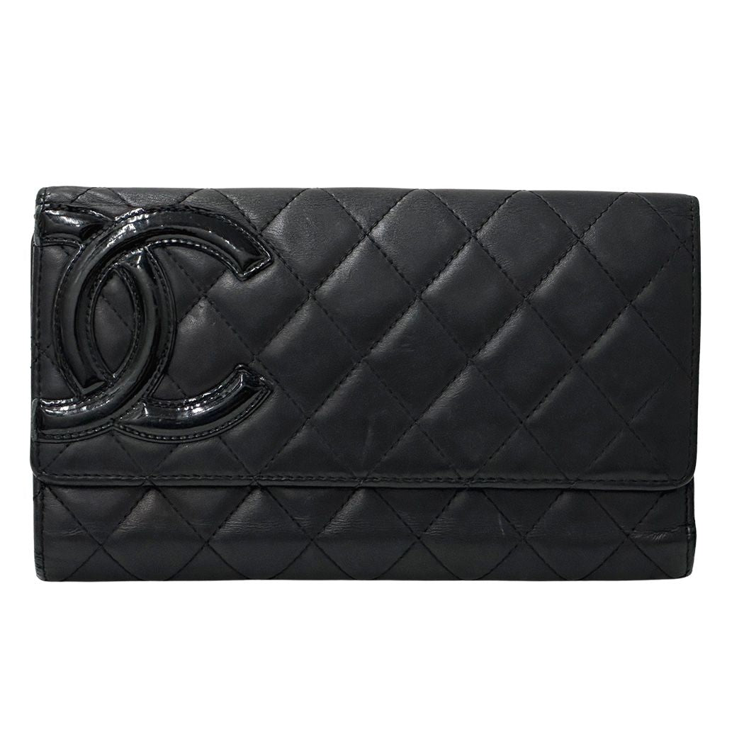 Chanel Wallet Black Pink Silver CC Logo