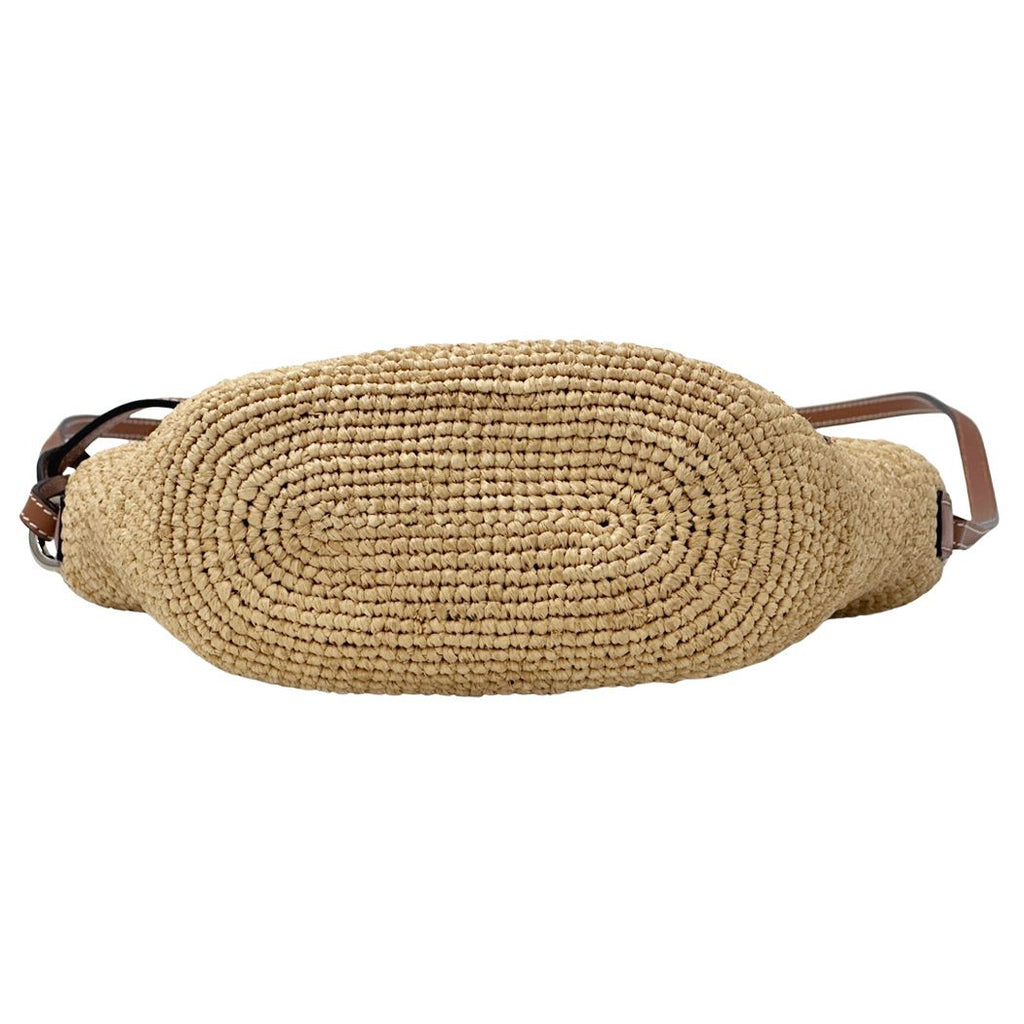 Loewe Anagram Shoulder Bag Raffia Leather Slit Pochette Beige Brown Crossbody — view 4