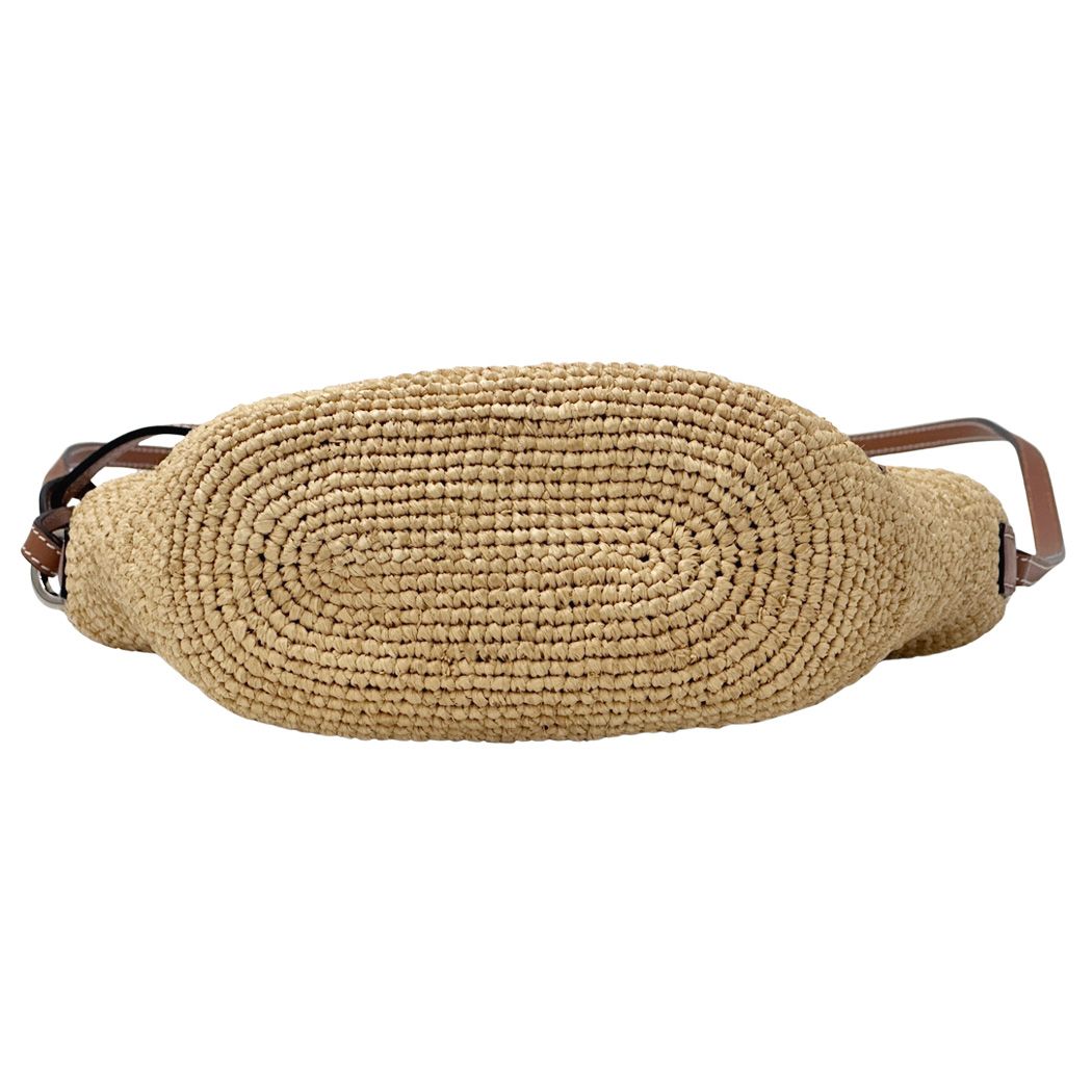 Loewe Anagram Shoulder Bag Raffia Leather Slit Pochette Beige Brown Crossbody — view 4