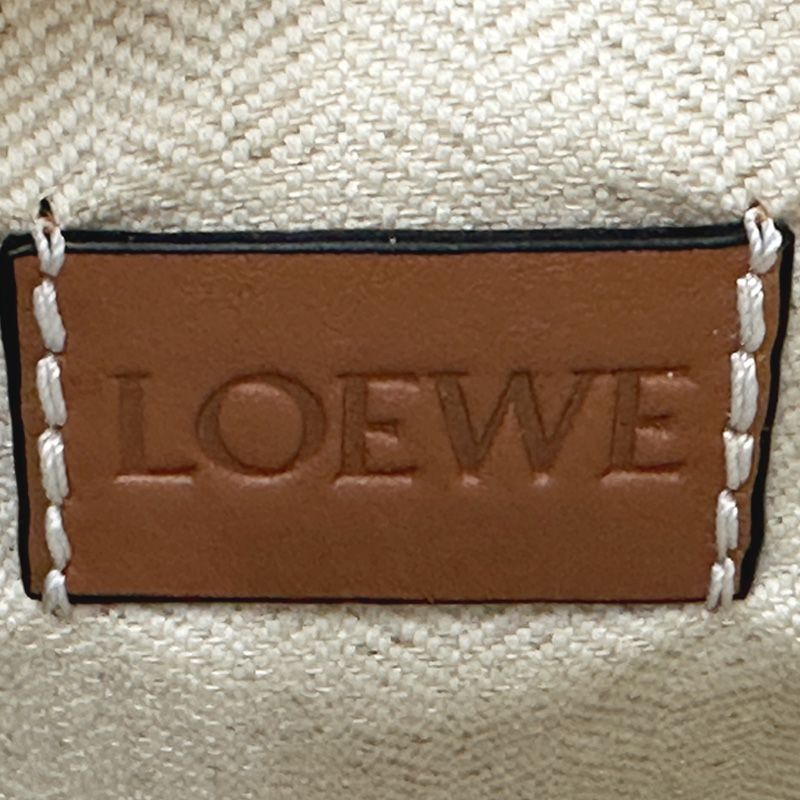 Loewe Anagram Shoulder Bag Raffia Leather Slit Pochette Beige Brown Crossbody — view 6