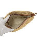 Loewe Anagram Shoulder Bag Raffia Leather Slit Pochette Beige Brown Crossbody — view 5