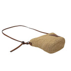 Loewe Anagram Shoulder Bag Raffia Leather Slit Pochette Beige Brown Crossbody — view 3