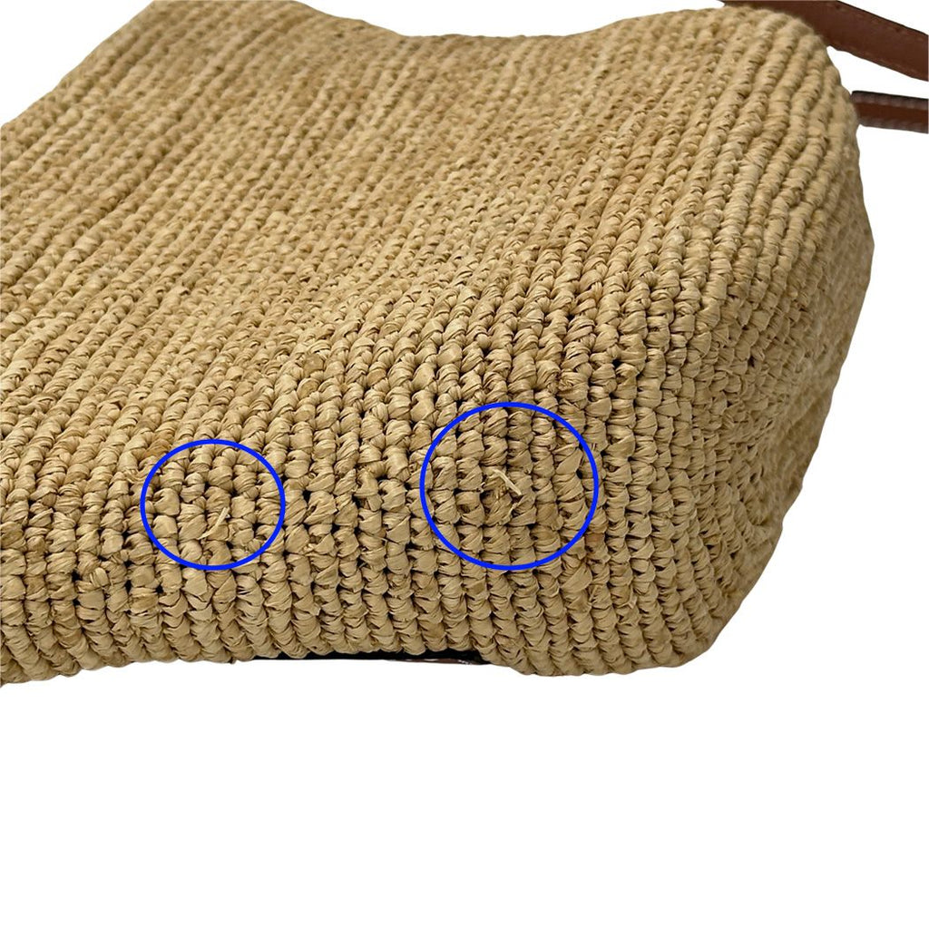Loewe Anagram Shoulder Bag Raffia Leather Slit Pochette Beige Brown Crossbody — view 8