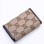 Gucci Key Case GG Canvas Leather Beige Brown Silver Key Holder — view 4