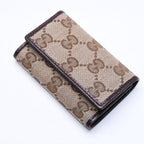 Gucci Key Case GG Canvas Leather Beige Brown Silver Key Holder — view 3