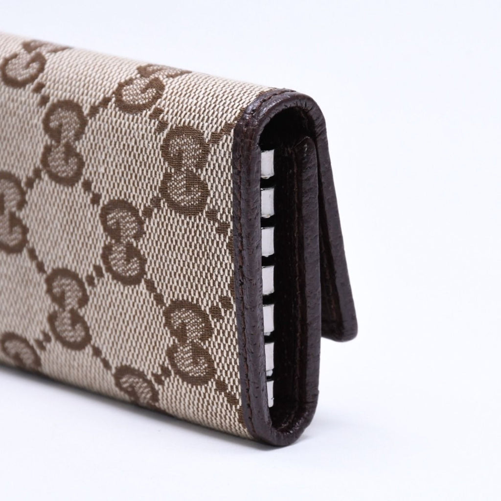 Gucci Key Case GG Canvas Leather Beige Brown Silver Key Holder — view 7