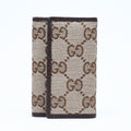 Gucci Key Case GG Canvas Leather Beige Brown Silver Key Holder