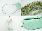 Chanel CC Logo Quilted Chain Shoulder Bag Denim Light Green Vintage — view 6