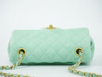 Chanel CC Logo Quilted Chain Shoulder Bag Denim Light Green Vintage — view 5