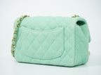 Chanel CC Logo Quilted Chain Shoulder Bag Denim Light Green Vintage — view 2