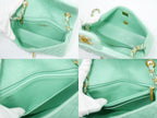 Chanel CC Logo Quilted Chain Shoulder Bag Denim Light Green Vintage — view 8
