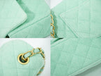 Chanel CC Logo Quilted Chain Shoulder Bag Denim Light Green Vintage — view 7