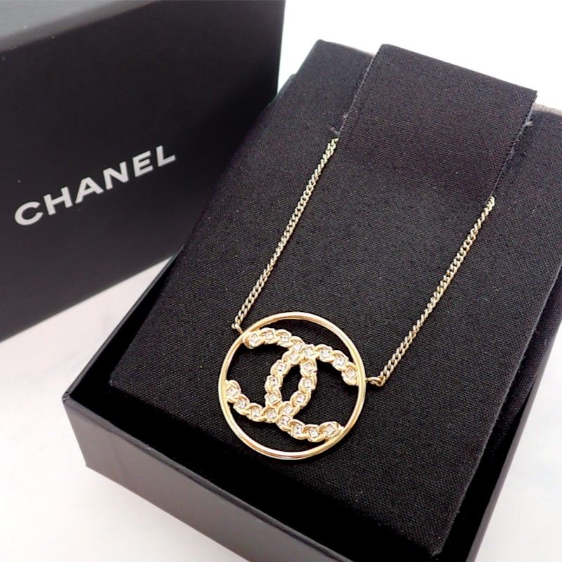 Chanel CC Circle Pendant Included Metal Gold