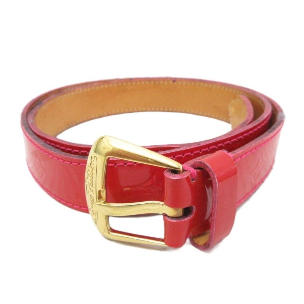 Louis Vuitton Ceinture Vernis Monogram Belt Logo Eyelet All Over Pattern 32 80