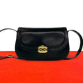 Gucci Vintage Horsebit GG Logo Leather Shoulder Bag Pochette Black