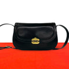 Gucci Vintage Horsebit GG Logo Leather Shoulder Bag Pochette Black