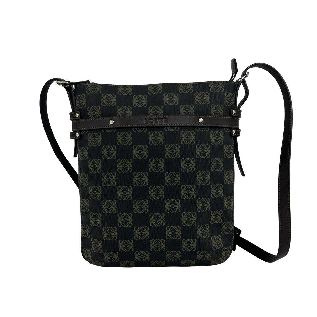 Loewe Anagram Pattern Logo Embossed Leather Shoulder Bag Crossbody Pochette — view 3