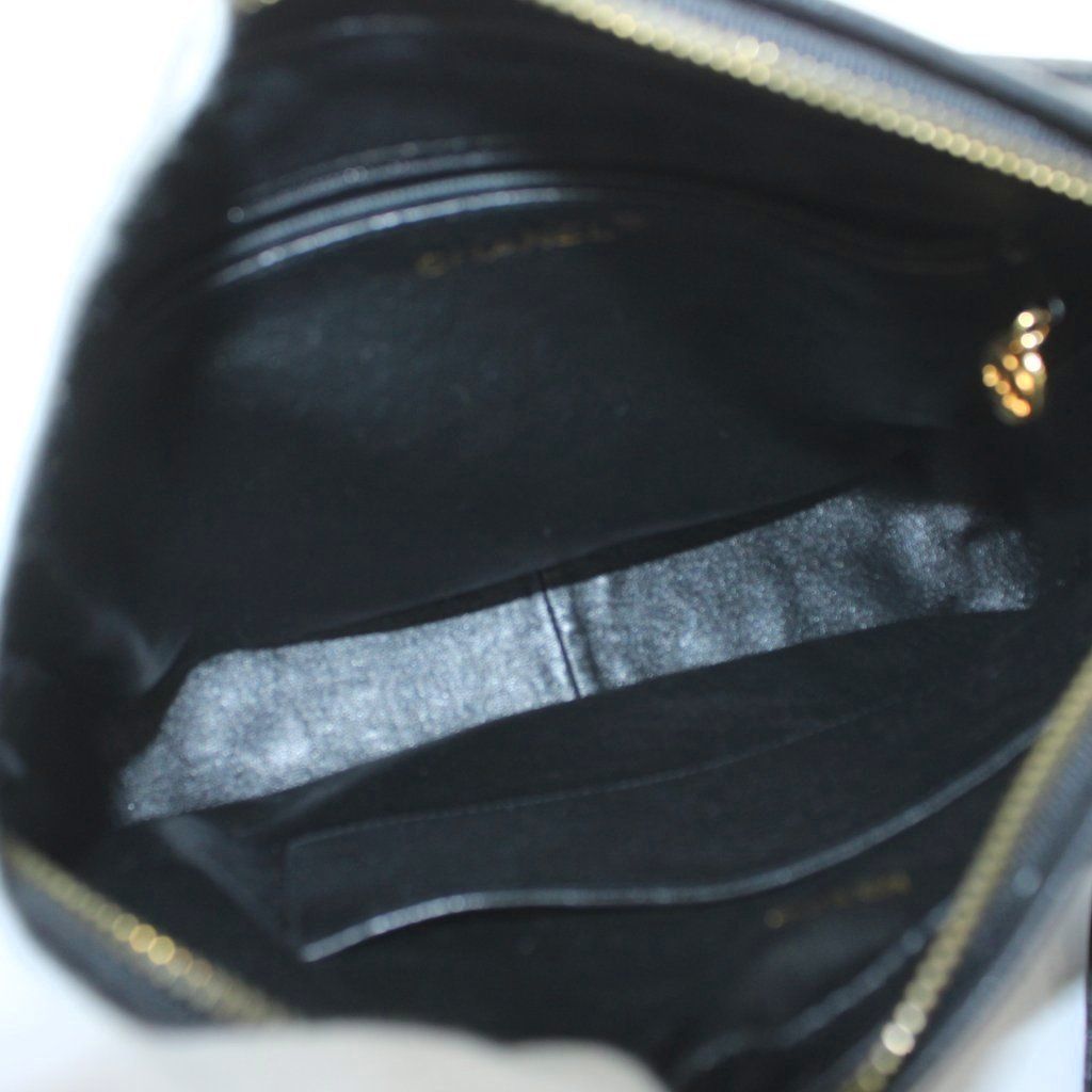 Chanel Quilted Caviar Leather Shoulder Bag CC Logo Tassel Number 2 Black Gold — view 5