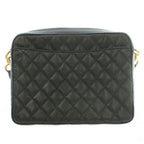 Chanel Quilted Caviar Leather Shoulder Bag CC Logo Tassel Number 2 Black Gold — view 3