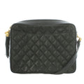 Chanel Quilted Caviar Leather Shoulder Bag CC Logo Tassel Number 2 Black Gold