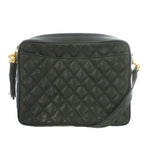 Chanel Quilted Caviar Leather Shoulder Bag CC Logo Tassel Number 2 Black Gold