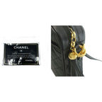Chanel Quilted Caviar Leather Shoulder Bag CC Logo Tassel Number 2 Black Gold — view 8