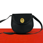 Dior Vintage CD Logo Leather Shoulder Bag Pochette Black
