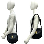 Dior Vintage CD Logo Leather Shoulder Bag Pochette Black — view 2