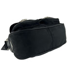 Prada Triangle Logo Leather Tessuto Shoulder Bag Handbag Black — view 7