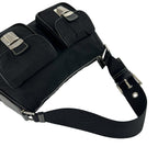 Prada Triangle Logo Leather Tessuto Shoulder Bag Handbag Black — view 4