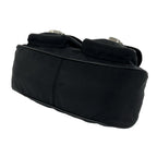 Prada Triangle Logo Leather Tessuto Shoulder Bag Handbag Black — view 8