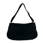 Prada Triangle Logo Leather Tessuto Shoulder Bag Handbag Black — view 3