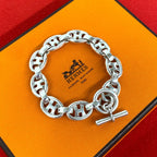 Hermes Vintage Logo Bra 925 Sterling Silver Accessory Bracelet