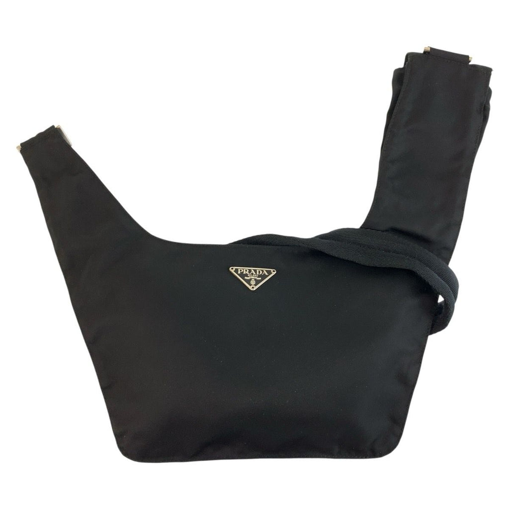 Prada Tessuto Black Silver Nylon Shoulder Bag