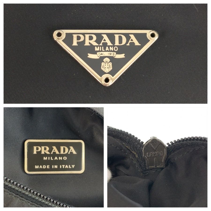 Prada Tessuto Black Silver Nylon Shoulder Bag — view 3