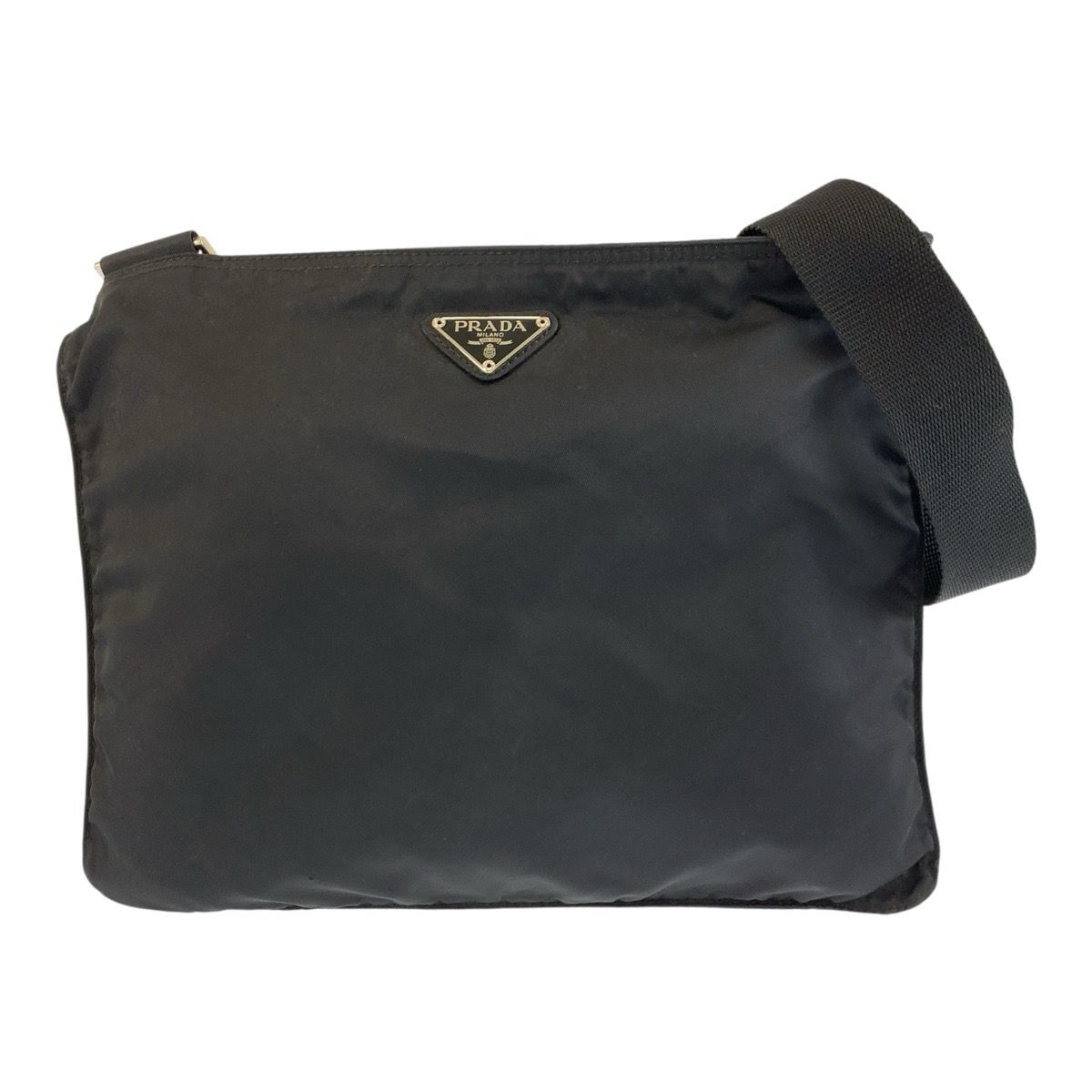 Prada Tessuto Black Silver Nylon Shoulder Bag