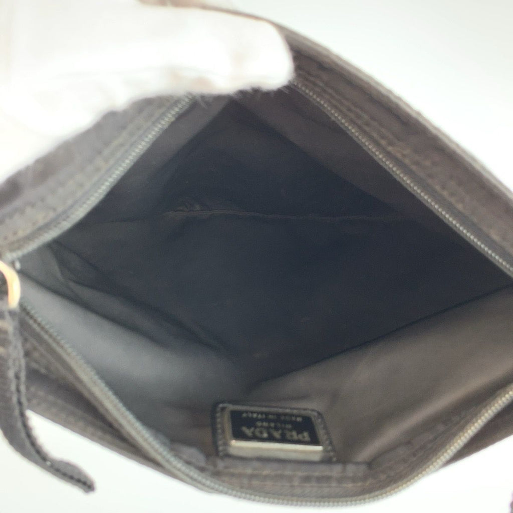 Prada Tessuto Black Silver Nylon Shoulder Bag — view 8